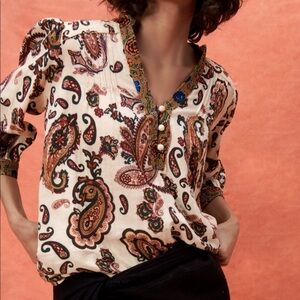 New Zara Top Blouse Paisley